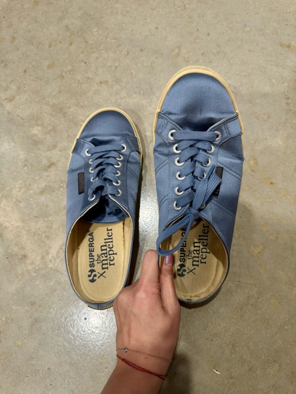 Superga Blue Satin Slip-On Sneakers